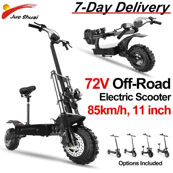 [Multi-model] 1200W-6000W Adult Electric Scooter up to 85km/h Fast E scooter with Seat Dual Drive Foldable 10/11" Tubeless Tires