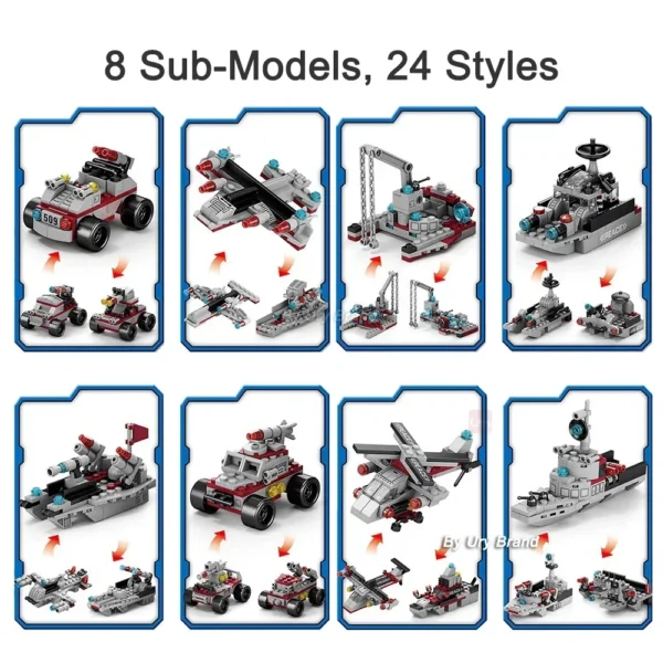 WW2 Military Series Army Battle Cruiser Ship Modern Warship Tank Plane Fighting Mech Figures Building Blocks Toys for Boys Gifts - Image 6