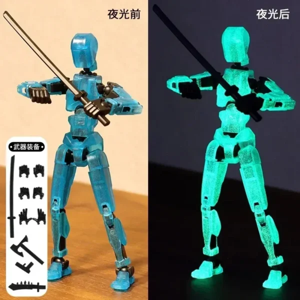 DIY Luminous T13 Multi-Jointed Movable Shapeshift Robot 3D Printed Mannequin Lucky robot and dog Action Figures Toys kids Gifts - Image 6