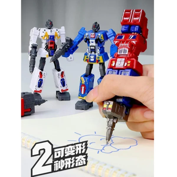 2IN1 Transformation Robot Toy Deformable Ballpoint Pen Rotary Joint Robot Deformation Action Figure Model Toys for Kid