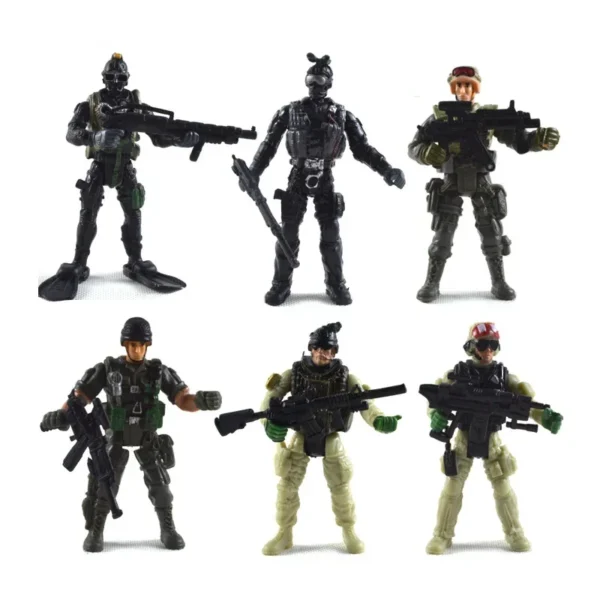 6pcs/Set Warrior Elite Force Military Action Figure Toys with Weapons 10cm Terrorist SWAT Team for Children Gift - Image 3