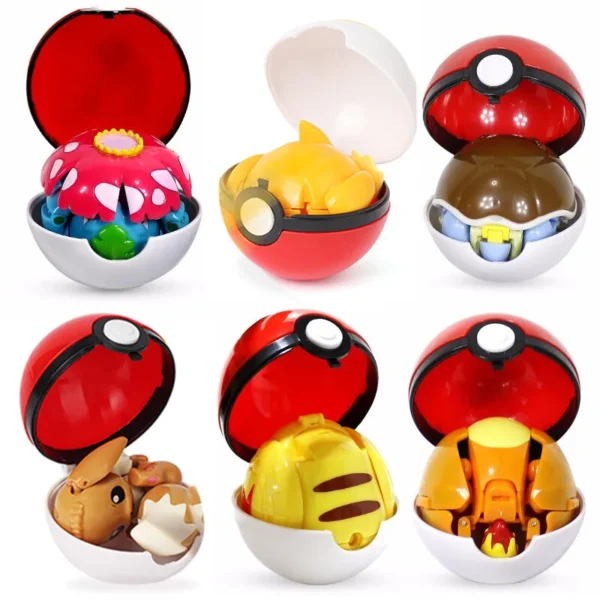 Figure Pokemon Pokeball transform Pikachu Charizard Venusaur Blastoise Mewtwo Gyarados Solgaleo Lunala Eevee poke ball toy gift