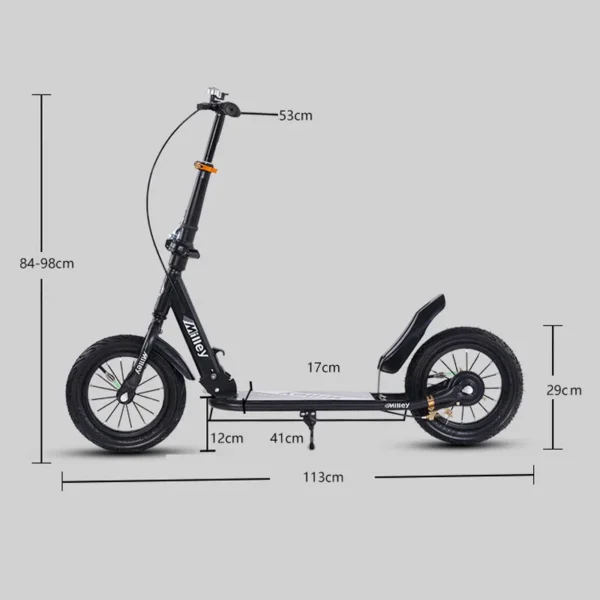 Kick Scooter for Kids and Teens, Folding Design, 12 Inch Wheels Air-Filled Tires, Wide Foot Deck, Brakes - Image 3