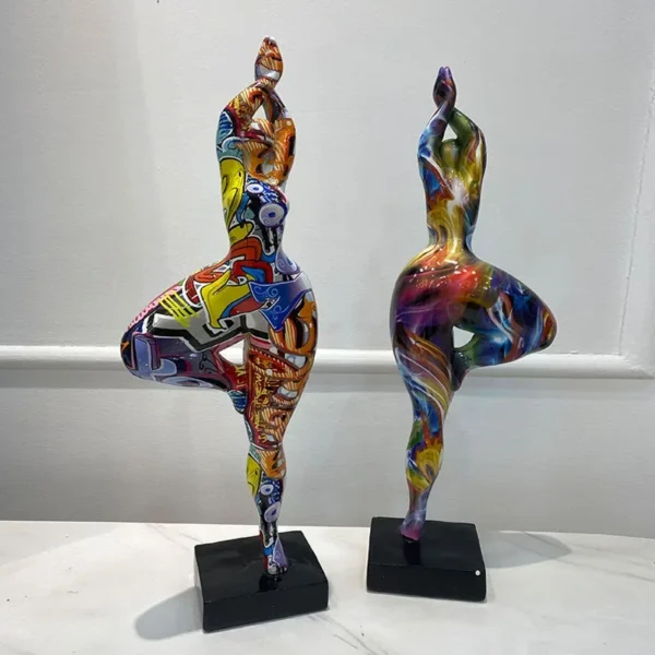 Resin Fat Lady Figurines Abstract Art Woman Statue Yoga Figure Ornament for Interior Entrance Bookcase Bedroom Desktop Decor - Image 2