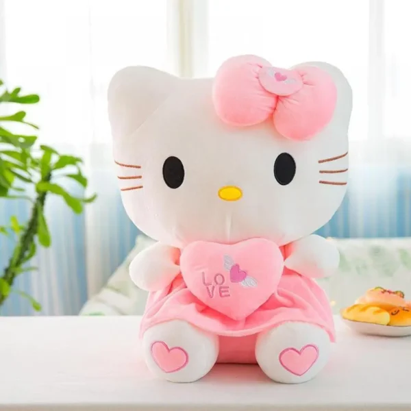 25Cm Sanrio Hello Kitty Plus Doll Toy Heart Hugging Pink Kitty Cat Cartoon Animal Plush Pacify Toys for Baby Decoration Bed Gift - Image 3