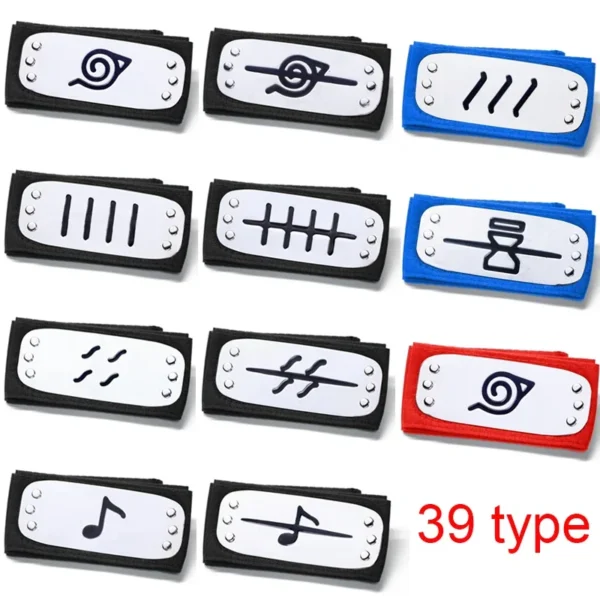 Naruto Shippuden Anime Cosplay Forehead Headband Uzumaki Uchiha Sasuke Kakashi Action Figurs Headband Toys Model Cos Juguetes