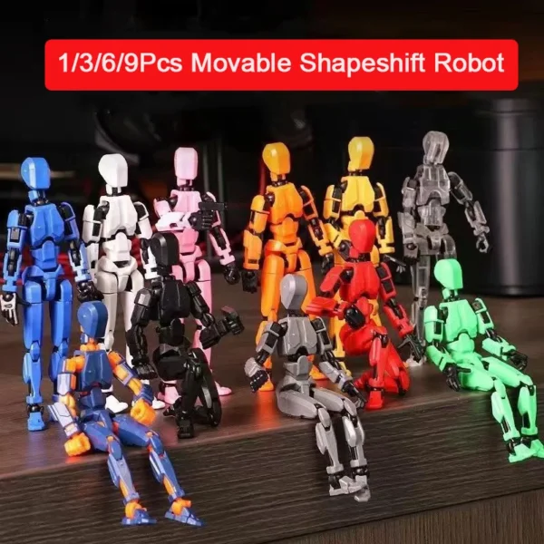 1/3/6/9PCS Multi-Jointed Movable Shapeshift Robot 3D Printed Mannequin Character and Dog Action Figures Toys for Kids Gift