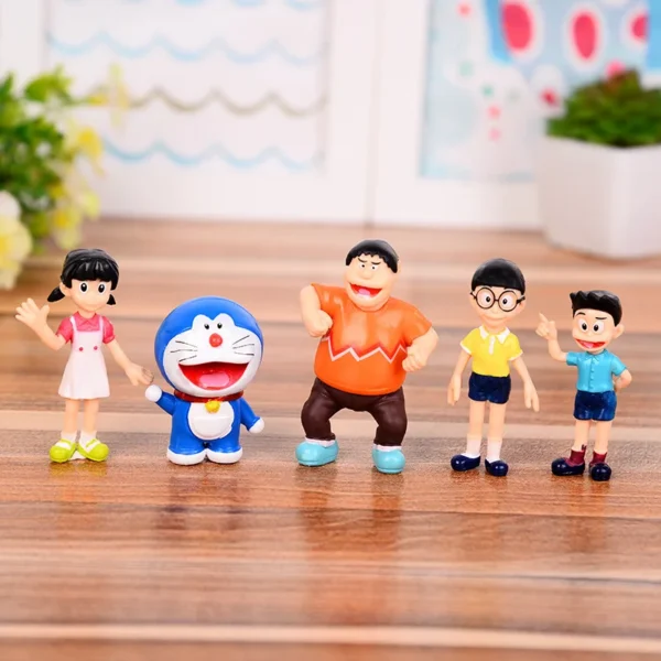 4-6cm 5pcs/Lot Creative Micro Garden Landscape Decoration Doll Doraemon Family Portrait PVC Action Figures Toy