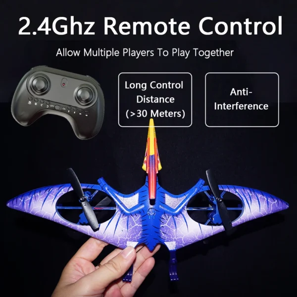 RC Jurassic Quadcopter Pterosaur Animal Model Toy Simulation Dinosaur Remote Control Drone Aircraft Kids Birthday Toys For Boys - Image 2