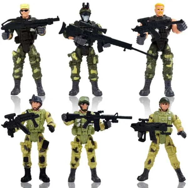 6pcs/Set Warrior Elite Force Military Action Figure Toys with Weapons 10cm Terrorist SWAT Team for Children Gift - Image 4