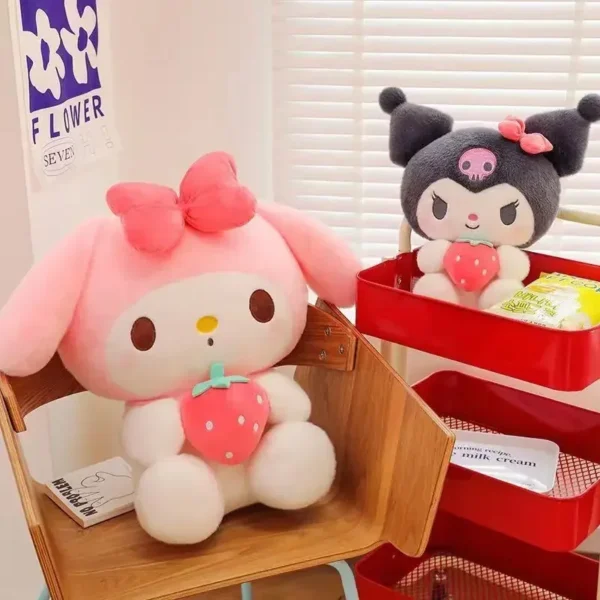 25CM Plushies Sanrio Kuromi Plush Dolls Toys Cute My MelodyStrawberry Stuffed Animals Plush Toy Pillow Cartoon Decoration Gift - Image 2