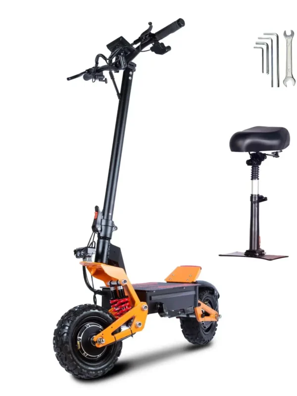 Adult electric scooter, 11 inch off-road tires, long distance foldable heavy duty fast electric scooter with seat for extreme